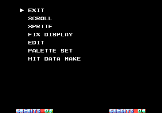 Another debug menu, accessed by pressing Player 1 Select